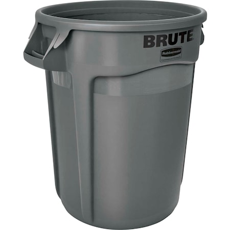 RUBBERMAID COMMERCIAL Round Vented Trash Can, Gray, Plastic FG263200GRAY